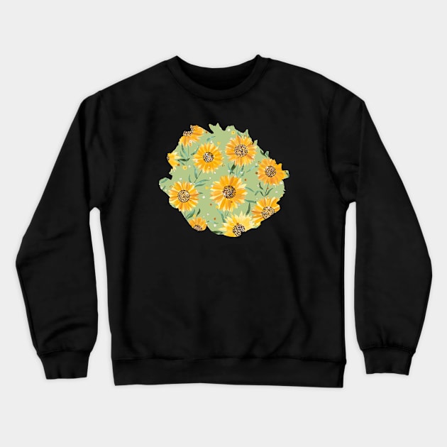 Summer Sunflowers Green Crewneck Sweatshirt by ninoladesign